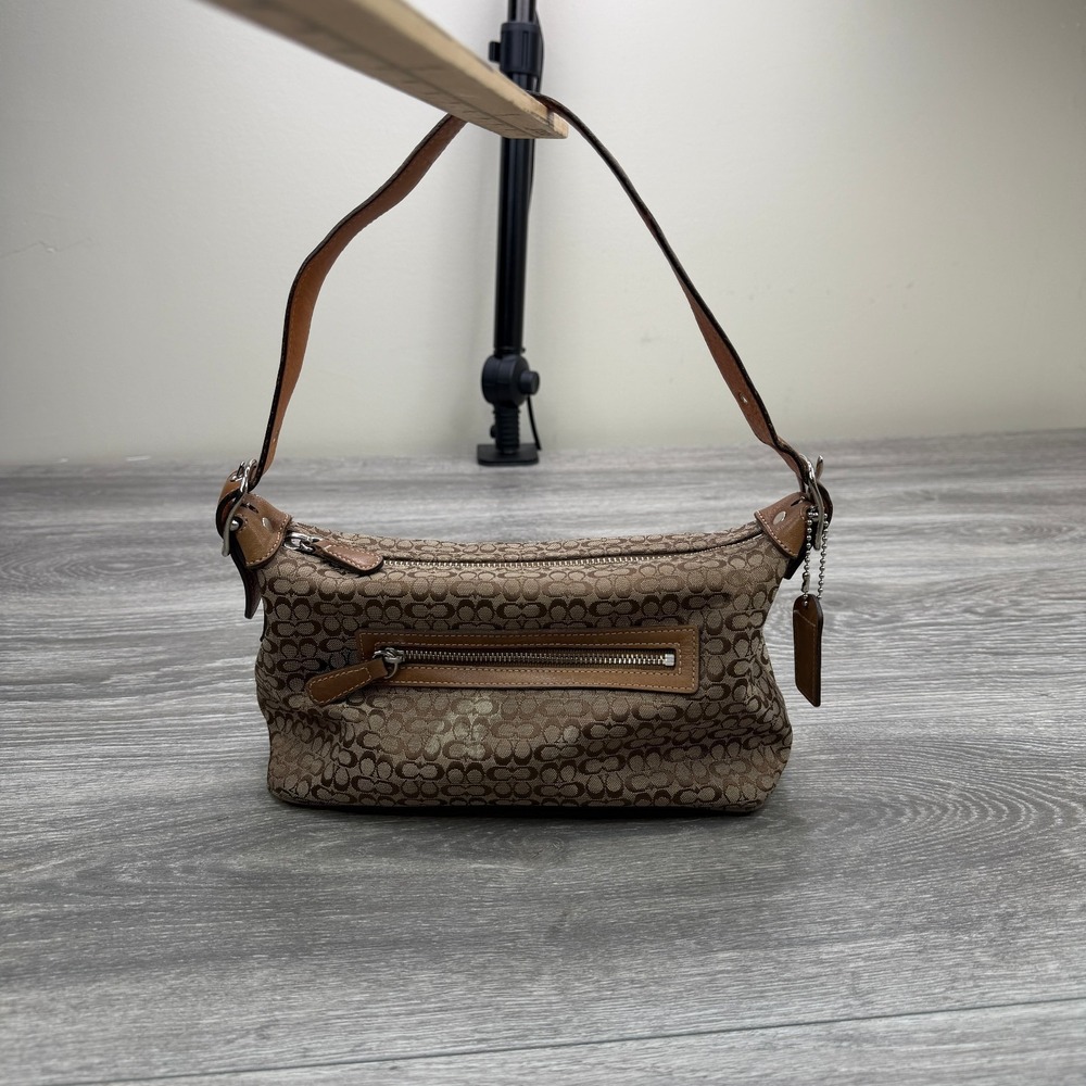 Vintage Coach 6332 Signature Mini C Jacquard Demi Shoulder Bag Brown Tan Y2K